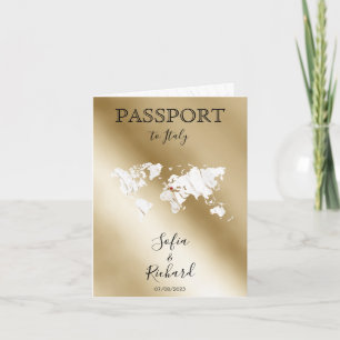 Wedding Destination Passport Gold Weltkarte Marmor Einladung