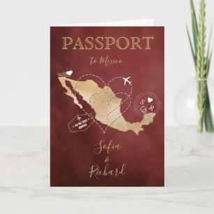Wedding Destination Passport Gold Weltkarte Mexiko Einladung