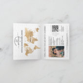 Wedding Destination Passport Gold Weltkarte QR Cod Einladung (Innenseite)