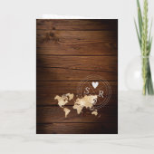Wedding Destination Passport Gold Weltkarte Rustik Einladung (Rückseite)