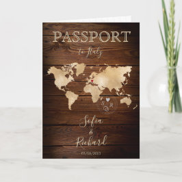 Wedding Destination Passport Gold Weltkarte Rustik Einladung