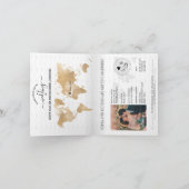 Wedding Destination Passport Gold World Map Invita Einladung (Innenseite)