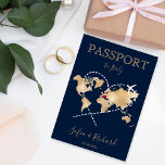 Wedding Destination Passport Gold World Map Invita Einladung<br><div class="desc">Modern and Elegant World Map Invitation Wedding Destination,  like passport</div>