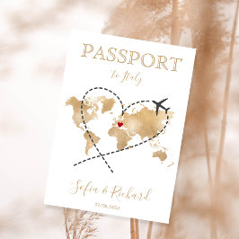 Wedding Destination Passport Gold World Map Invita Einladung