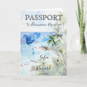 Wedding Destination Passport Green World Map Palm Einladung (Vorderseite)