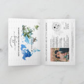 Wedding Destination Passport Green World Map Palm Einladung (Innenseite)
