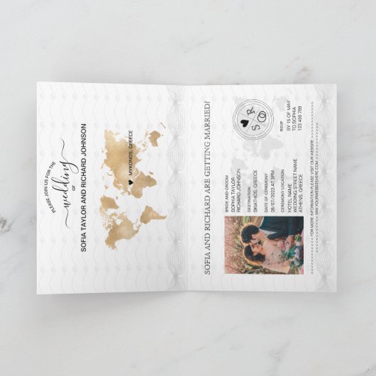 Wedding Destination Passport Griechenland Karte (Innenseite)