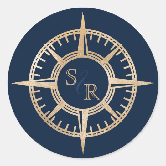 Wedding Destination Passport Kompass Vielen Dank Runder Aufkleber (Vorderseite)