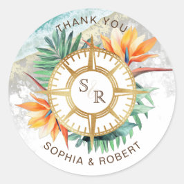 Wedding Destination Passport Kompass Vielen Dank Runder Aufkleber