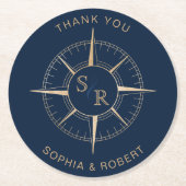 Wedding Destination Passport Kompass Vielen Dank Runder Pappuntersetzer (Vorderseite)