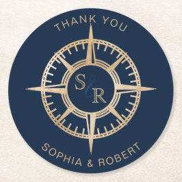 Wedding Destination Passport Kompass Vielen Dank Runder Pappuntersetzer