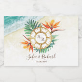 Wedding Destination Passport Kompass Vielen Dank Schaumweinetikett (Einzelnes Label)