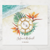 Wedding Destination Passport Kompass Vielen Dank Schaumweinetikett (Einzelnes Label)