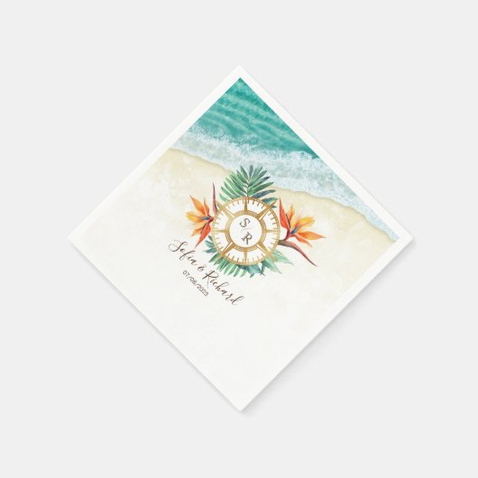 Wedding Destination Passport Kompass Vielen Dank Serviette (Ecke)