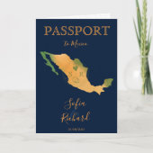 Wedding Destination Passport Mexico Map Watercolor Einladung (Vorderseite)