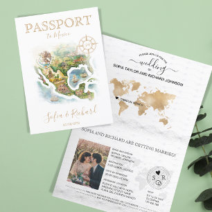 Wedding Destination Passport Mexiko Karte