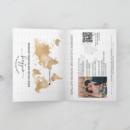 Wedding Destination Passport Mexiko Karte QR Code (Innenseite)