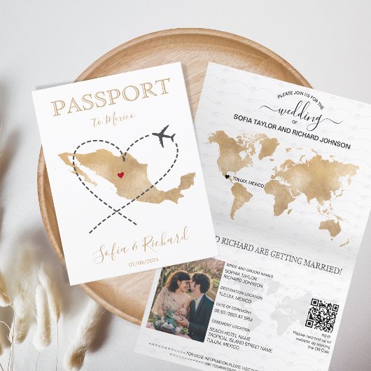 Wedding Destination Passport Mexiko Karte QR Code