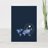 Wedding Destination Passport Navy Blue Weltkarte Einladung (Rückseite)