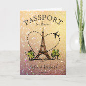 Wedding Destination Passport Paris Frankreich Eiff Einladung (Vorderseite)