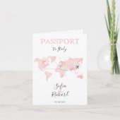 Wedding Destination Passport Rosa Marbella Einladung (Vorderseite)