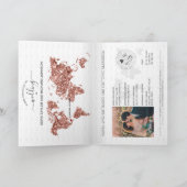 Wedding Destination Passport Rose Gold Weltkarte Einladung (Innenseite)