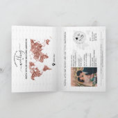 Wedding Destination Passport Rose Gold Weltkarte Einladung (Innenseite)