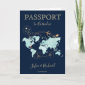 Wedding Destination Passport Weltkarte Barbados Einladung (Vorderseite)