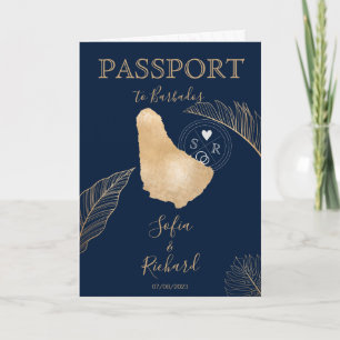 Wedding Destination Passport Weltkarte Barbados in Einladung