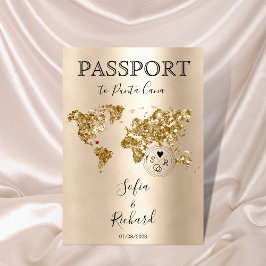 Wedding Destination Passport Weltkarte Dominikanis Einladung