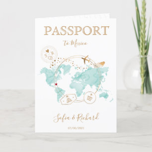 Wedding Destination Passport - Weltkarte Mexiko Einladung