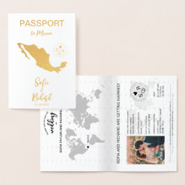 Wedding Destination Passport Weltkarte Mexiko Foil Folienkarte