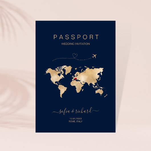Wedding Destination Passport Weltkarte Modern Invi Einladung