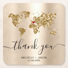 Wedding Destination Passport Weltkarte Vielen Dank Rechteckiger Pappuntersetzer