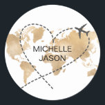 Wedding Destination Passport Weltkarte Vielen Dank Runder Aufkleber<br><div class="desc">Modern und elegant Einladung World Map Ziel Danke Karte</div>