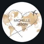 Wedding Destination Passport Weltkarte Vielen Dank Runder Aufkleber<br><div class="desc">Modern und elegant Einladung World Map Ziel Danke Karte</div>