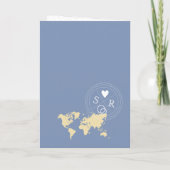 Wedding Destination Passport World Map Blue Einladung (Rückseite)
