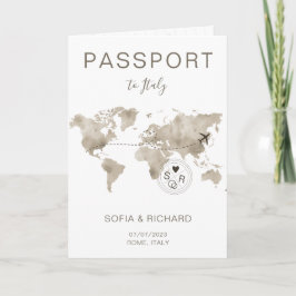 Wedding Destination Passport World Map Travel Inv Einladung