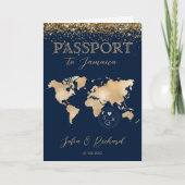 Wedding Destination Passport World Tropical Map Einladung (Vorderseite)
