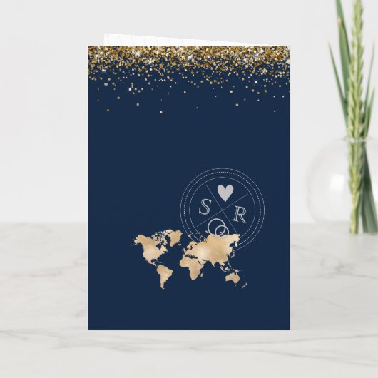Wedding Destination Passport World Tropical Map Einladung (Rückseite)