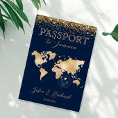 Wedding Destination Passport World Tropical Map Einladung