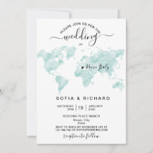 Wedding Destination Watercolor - Weltkarte Herzlic