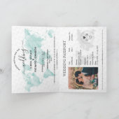Wedding Destination Watercolor Weltkarte Pass Einladung (Innenseite)