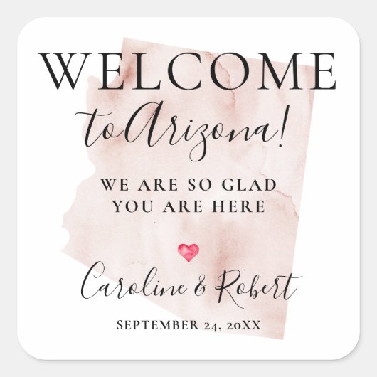 Wedding Destination Willkommensgast Gefallen Quadratischer Aufkleber (Vorderseite)