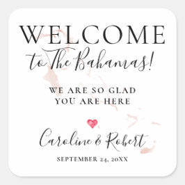 Wedding Destination Willkommensgast Gefallen Quadratischer Aufkleber