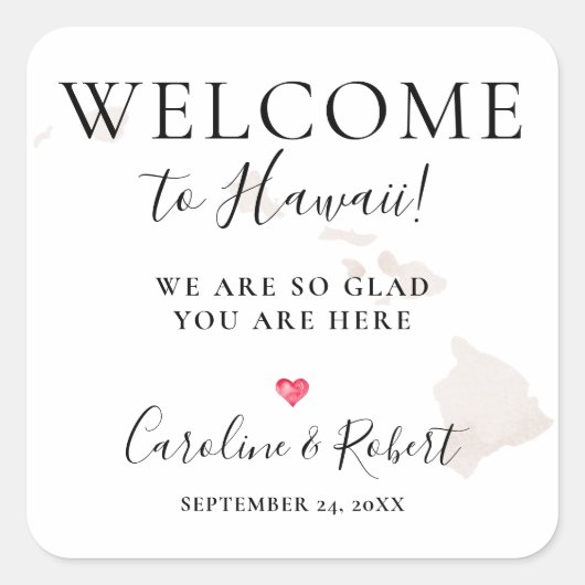 Wedding Destination Willkommensgast Gefallen Quadratischer Aufkleber (Vorderseite)