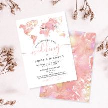 Wedding Destination World Map Einladung zum Herz