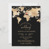 Wedding Destination World Map Light Jar and Heart Einladung (Vorderseite)