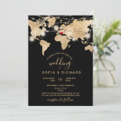 Wedding Destination World Map Light Jar and Heart Einladung (Stehend Vorderseite)