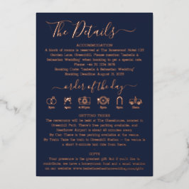 Wedding Details Midnight Blue Navy Real Foil Folien Feiertagskarte